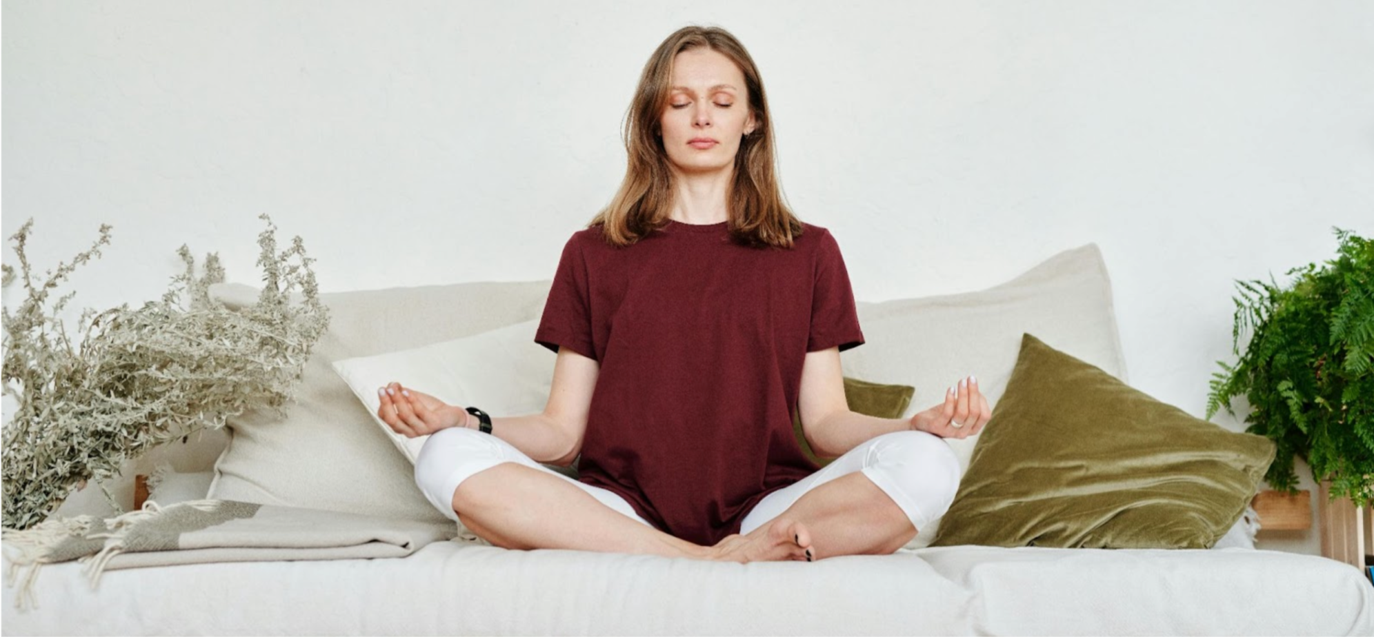 Woman meditating for her morning routine