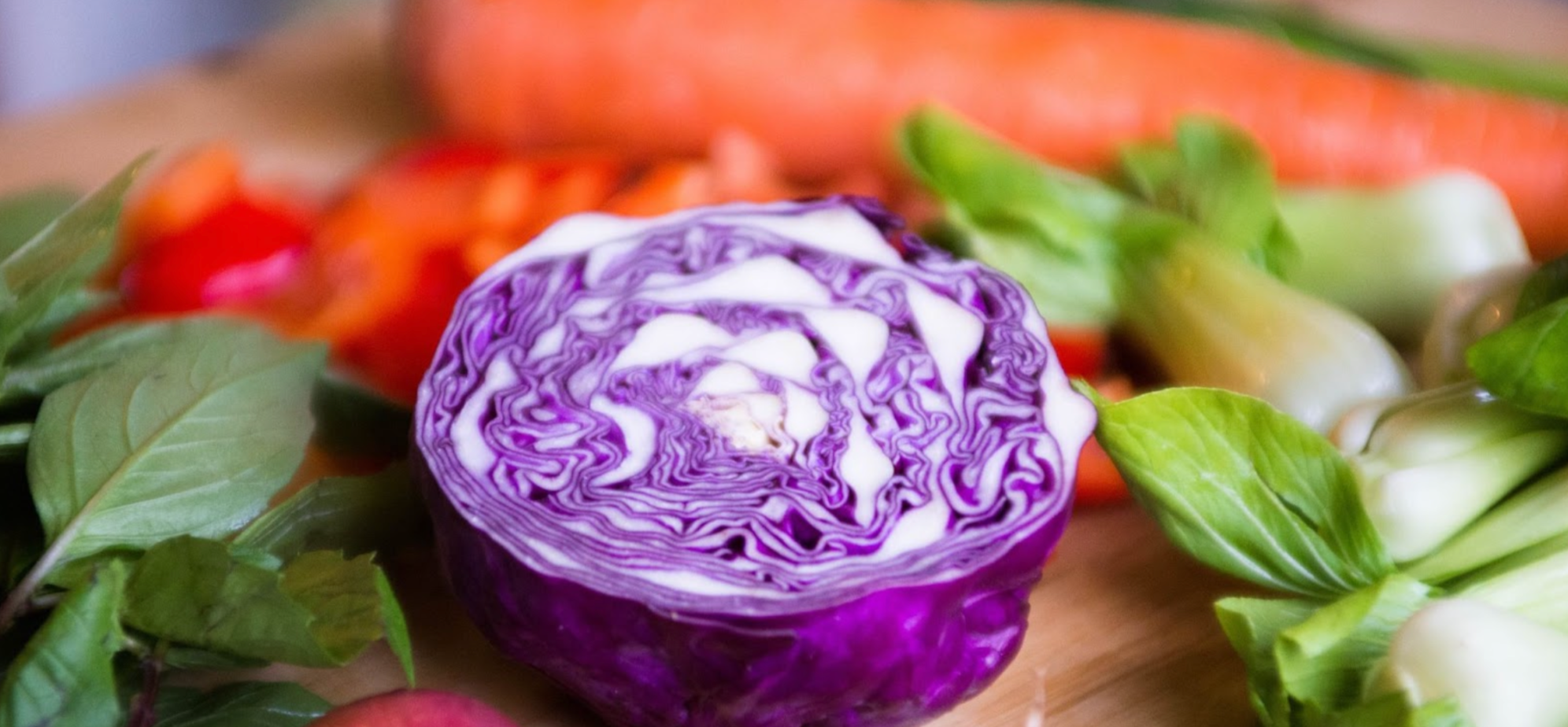 Purple cabbage and vegetables for Veganuary