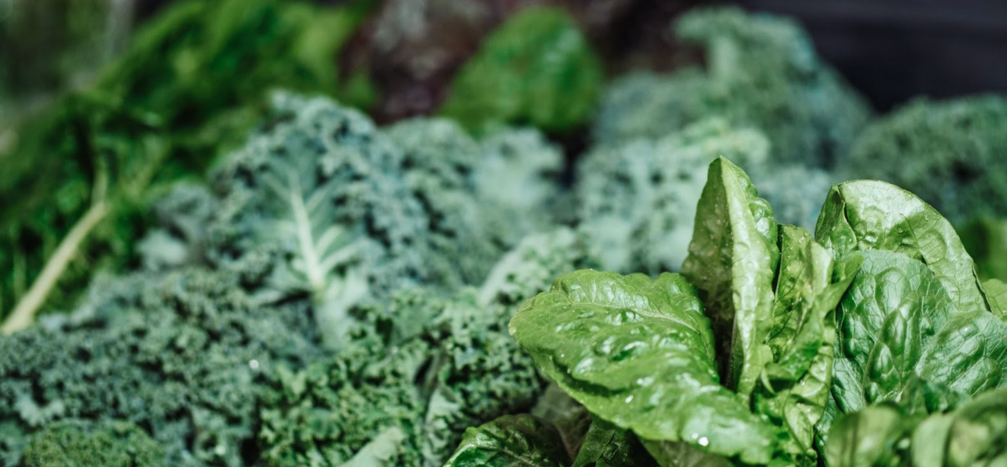 Broccoli, kale and spinach containing iron