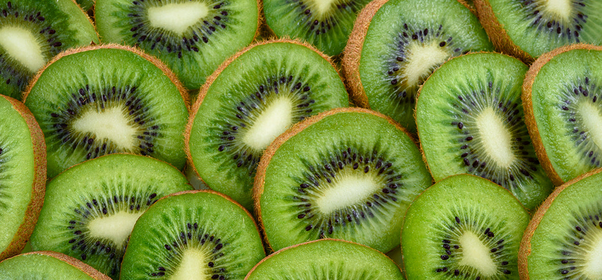 Sliced-up pieces of kiwi for vegan collagen foods.