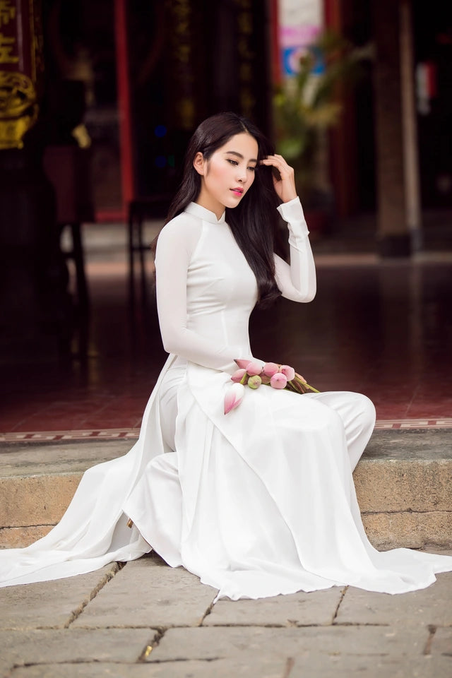 C02 3164 only áo - Áo dài 4 tà chiffon trắng – Cocolilistore