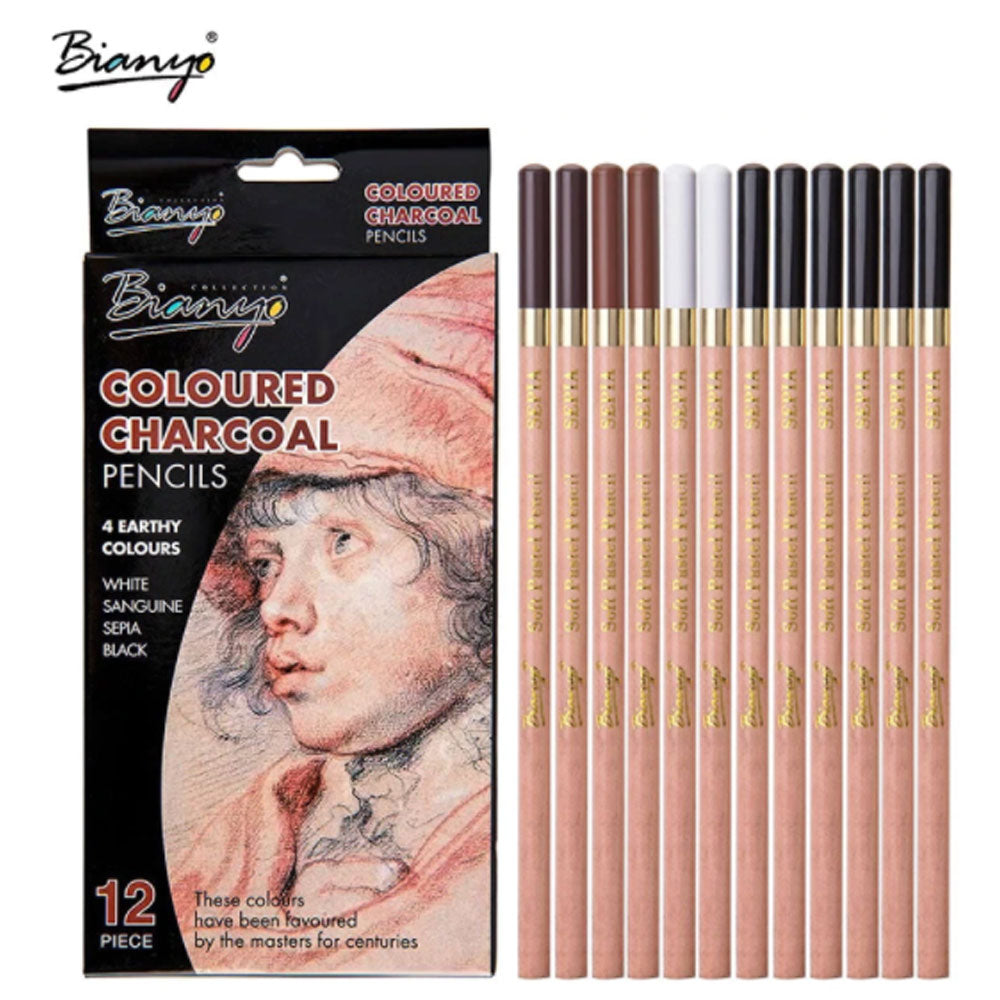 Bianyo - 12pcs Skin Tone Coloured Charcoal Pastel Pencils