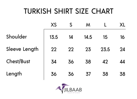 Turk Dress Size Chart