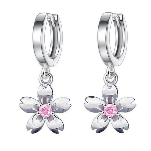 Boucles d'Oreilles Fleur Violette (Argent)