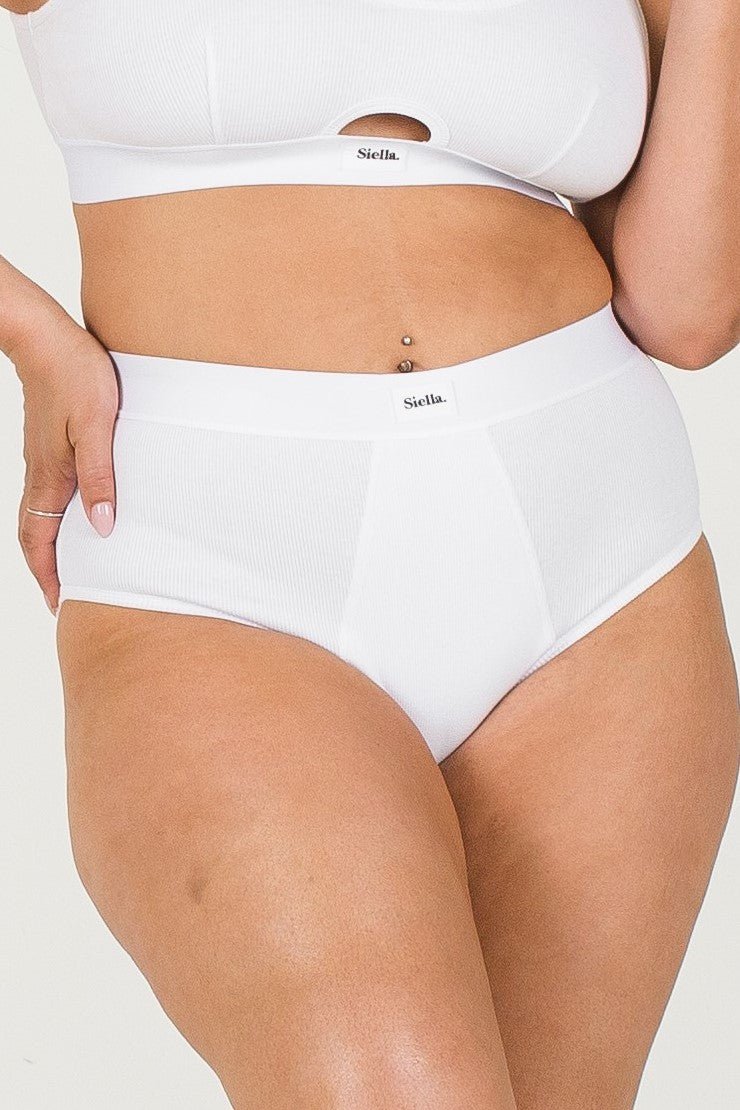 White Organic Cotton High Waisted Knickers
