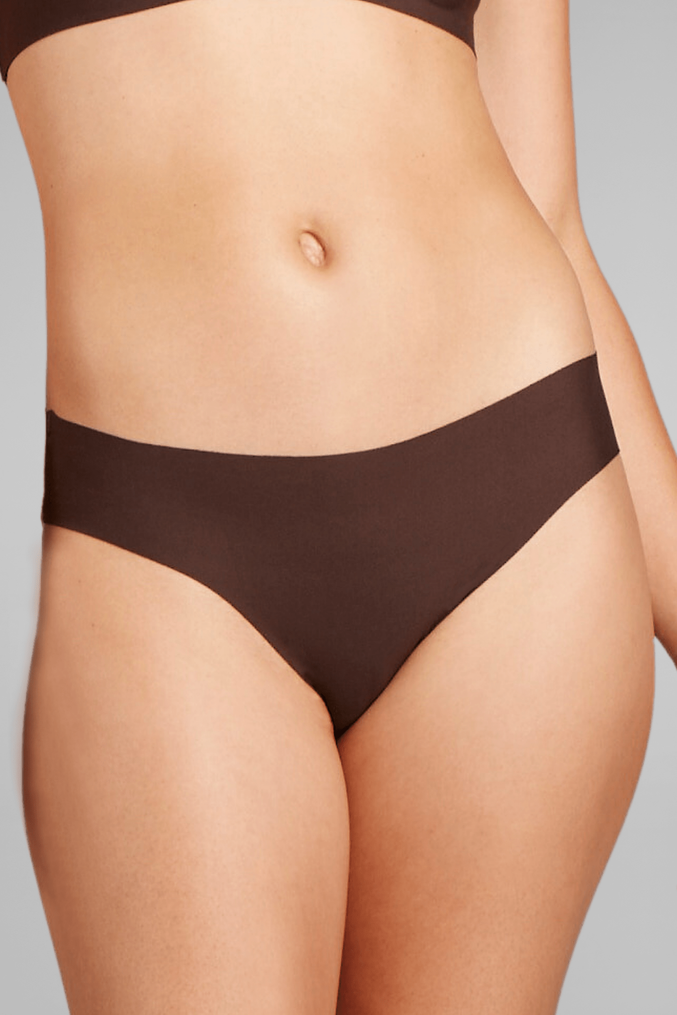 Women's No Show Microfiber Bikini Underwear In Brown Size Large | Vanishing  Edge Panties