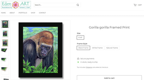 Go to Shop page for Gorilla gorilla illustration by Tamara Clark, Eden Art