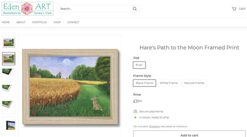 Go to Shop page for Hare's Path to the Moon illustration by Tamara Clark, Eden Art