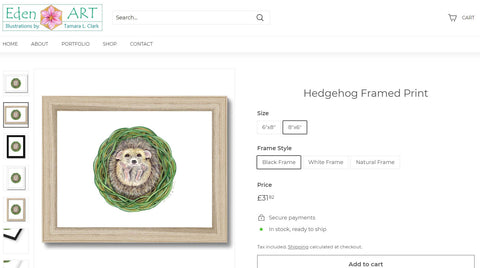 Go to Shop page for Hedgehog illustration by Tamara Clark, Eden Art