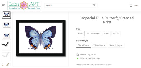 Go to Shop, Imperial Blue Butterfly, Tamara Clark