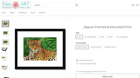 Go to Shop page for Jaguar (Panthera onca) illustration by Tamara Clark