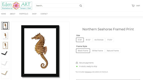 Go to Shop for Seahorse illustration by Tamara Clark