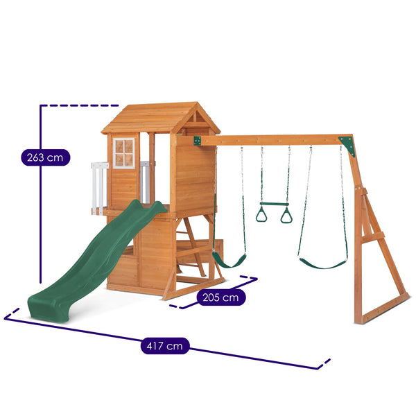 Hideaway Play Centre With 2.2m Slide And Swings And Playhouse Measurements