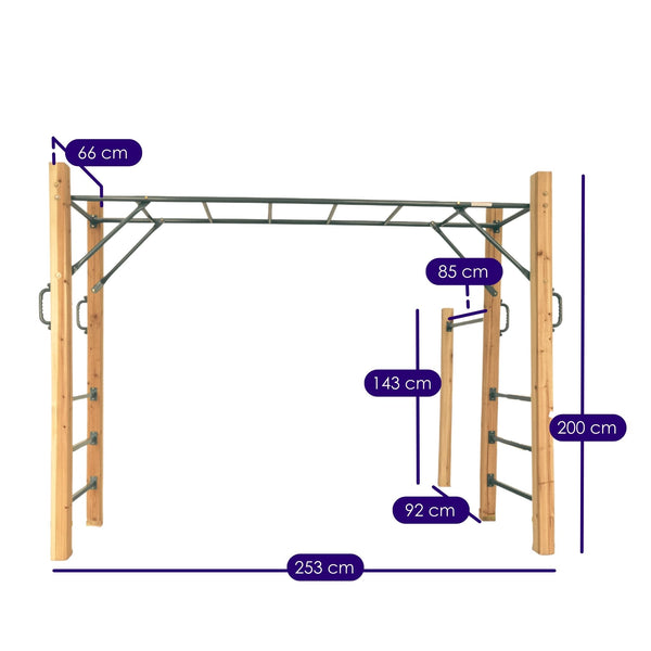 Swinging Monkey Bar Set 2.5m Measurements