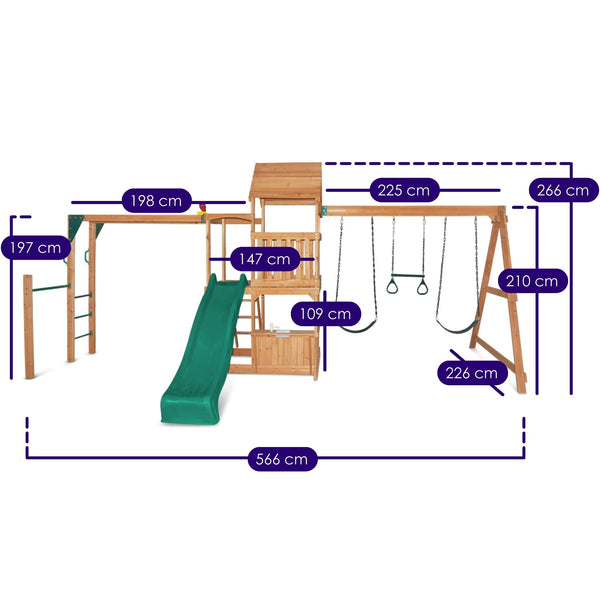 Woodland Play Centre With 2.2m Slide And Monkey Bars Measurements