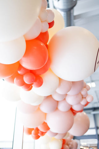 Pink red and white balloon garland