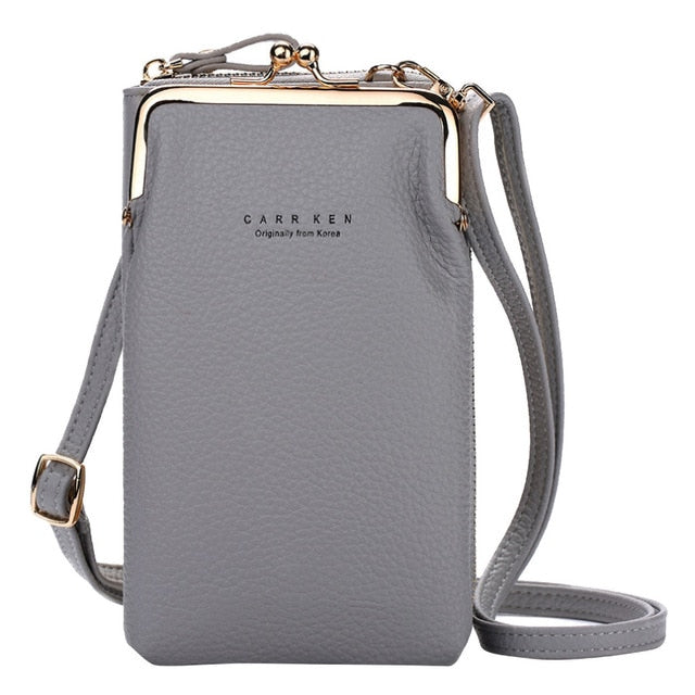 Brand Crossbody Bags Touch Screen Cell Phone Purse Bag Smartphone Wallet Metal Leather Shoulder Strap Handbag Women Bag - ladieskits
