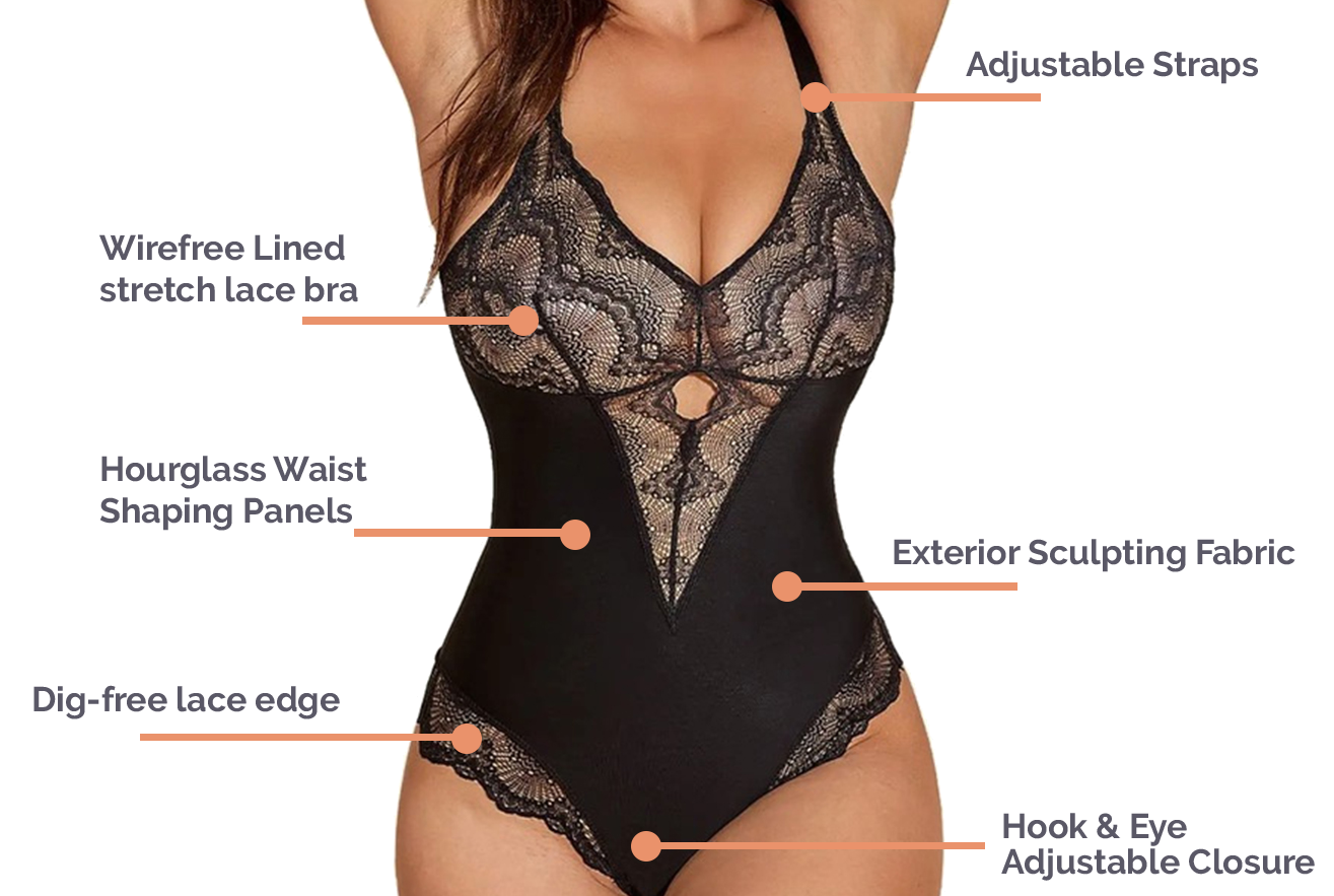 KBOPLEMQ Body Shaper Women's Shaping Full Body Bodice Shapewear Stomach  Away Shaping Body with V-Neck Bodysuit Lace Sexy V Neck Bodysuit for Women  Party Club Night Tuck Fit - ShopStyle