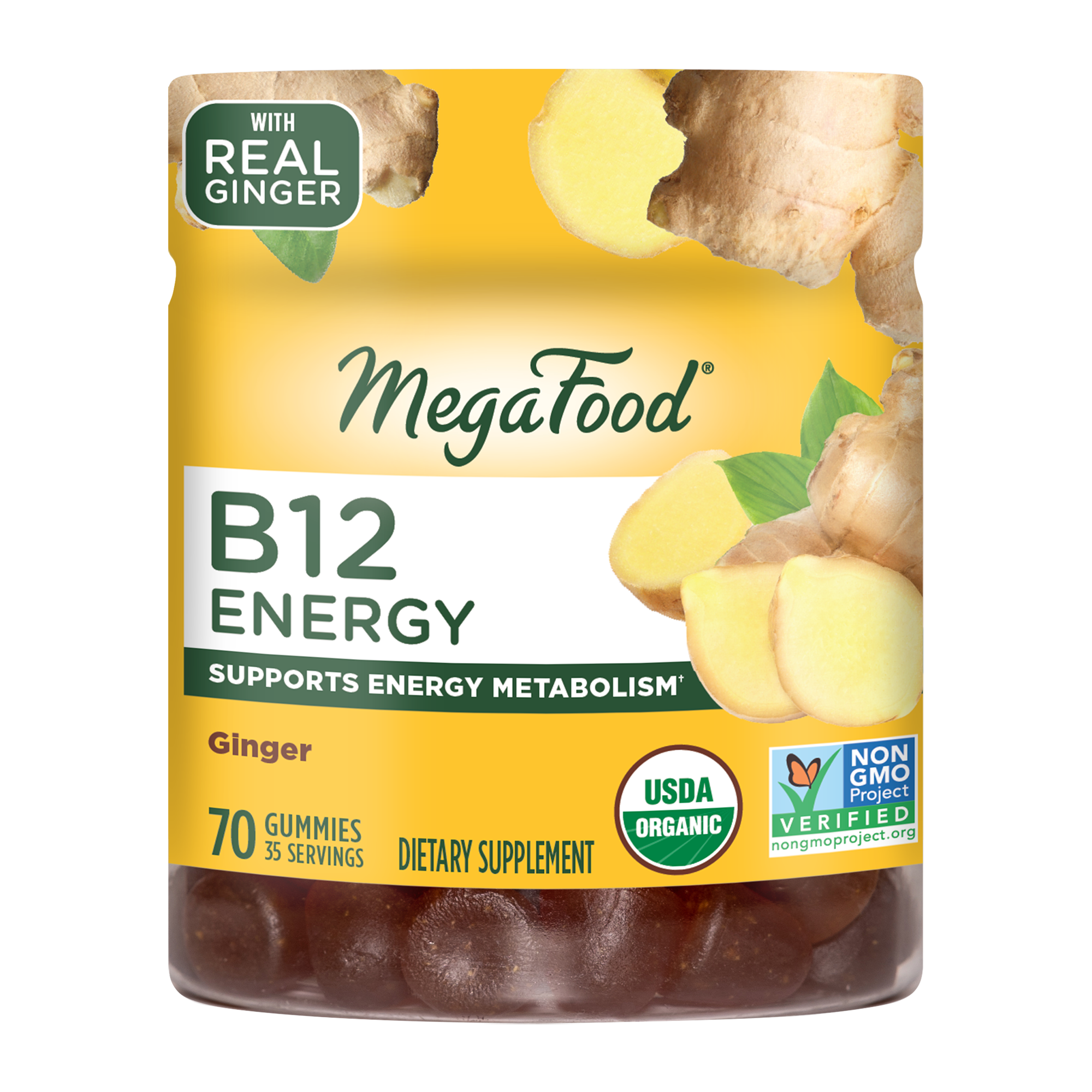 recorder Belichamen tofu Gummy B12 for Energy - Ginger | MegaFood