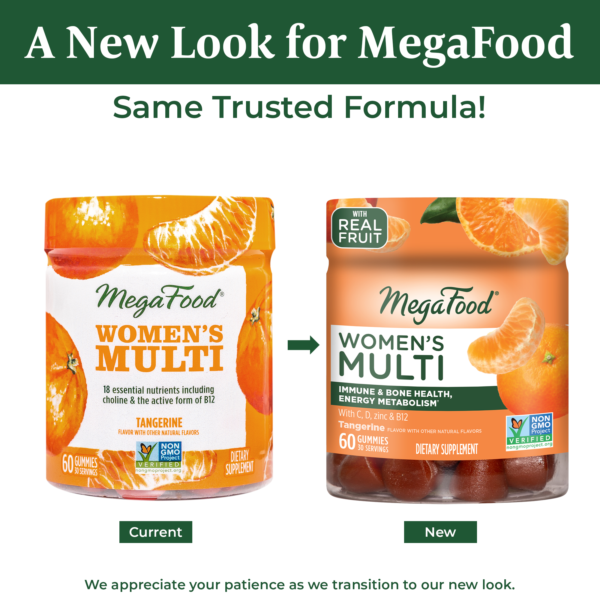 MegaFood Women’s Multi Gummy, Multivitamin with Vitamins B, C & D3,  Choline, Tangerine Flavor, 60 Gummies | Holly Hill Vitamins