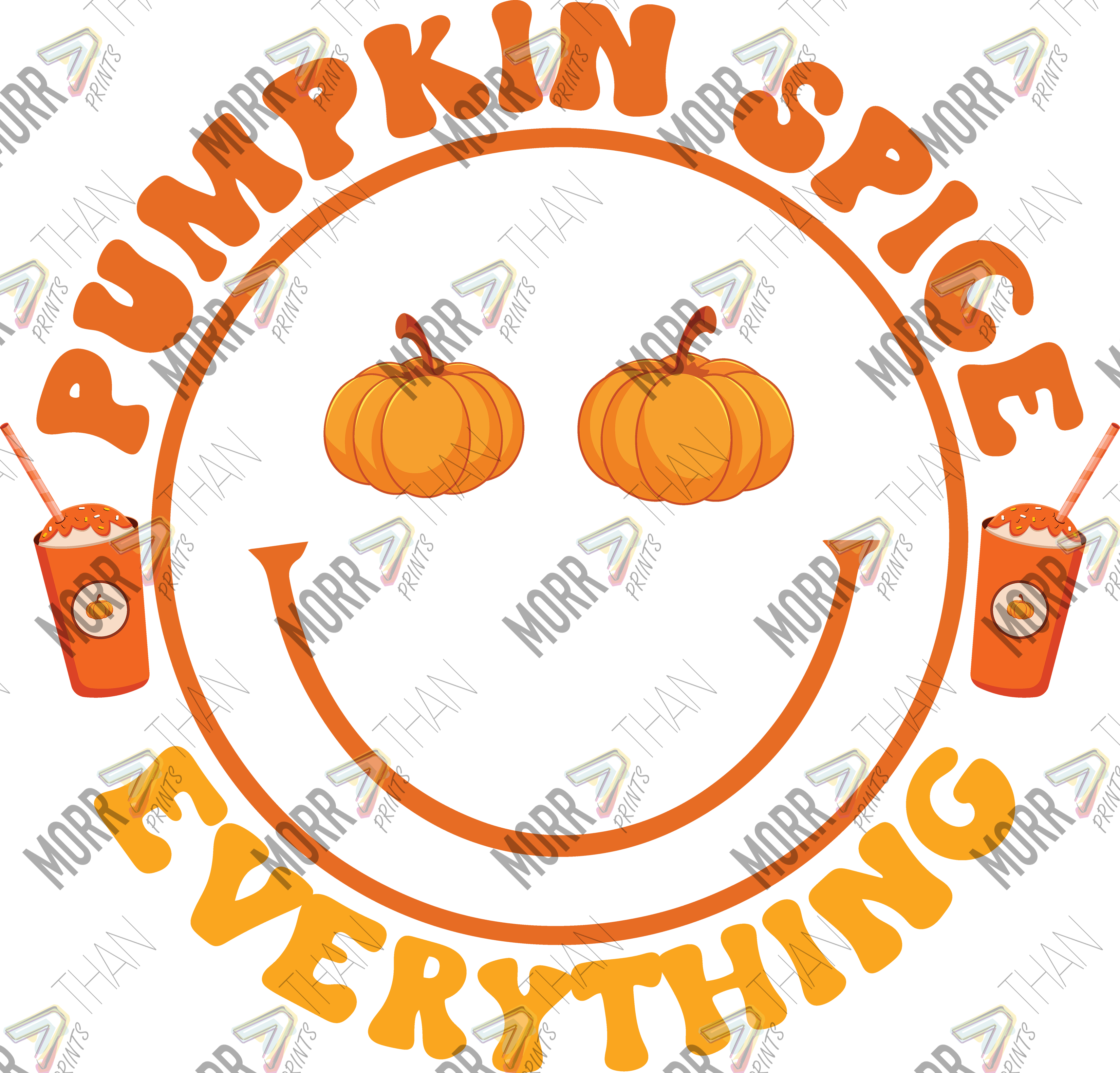 Everything Pumpkin Spice Smiley DTF Print