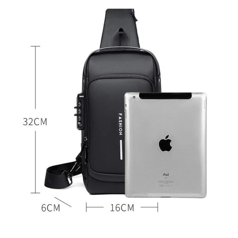 Chest Bag Funcional Antifurto, USB e Tecido Aprova d'àgua