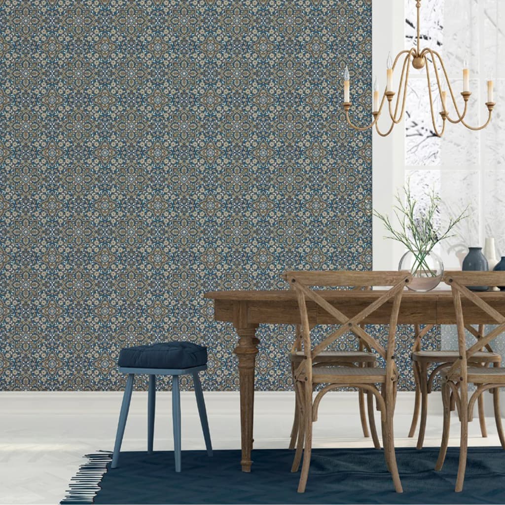 Billede af Noordwand tapet Homestyle Portugese Tiles brun og blå