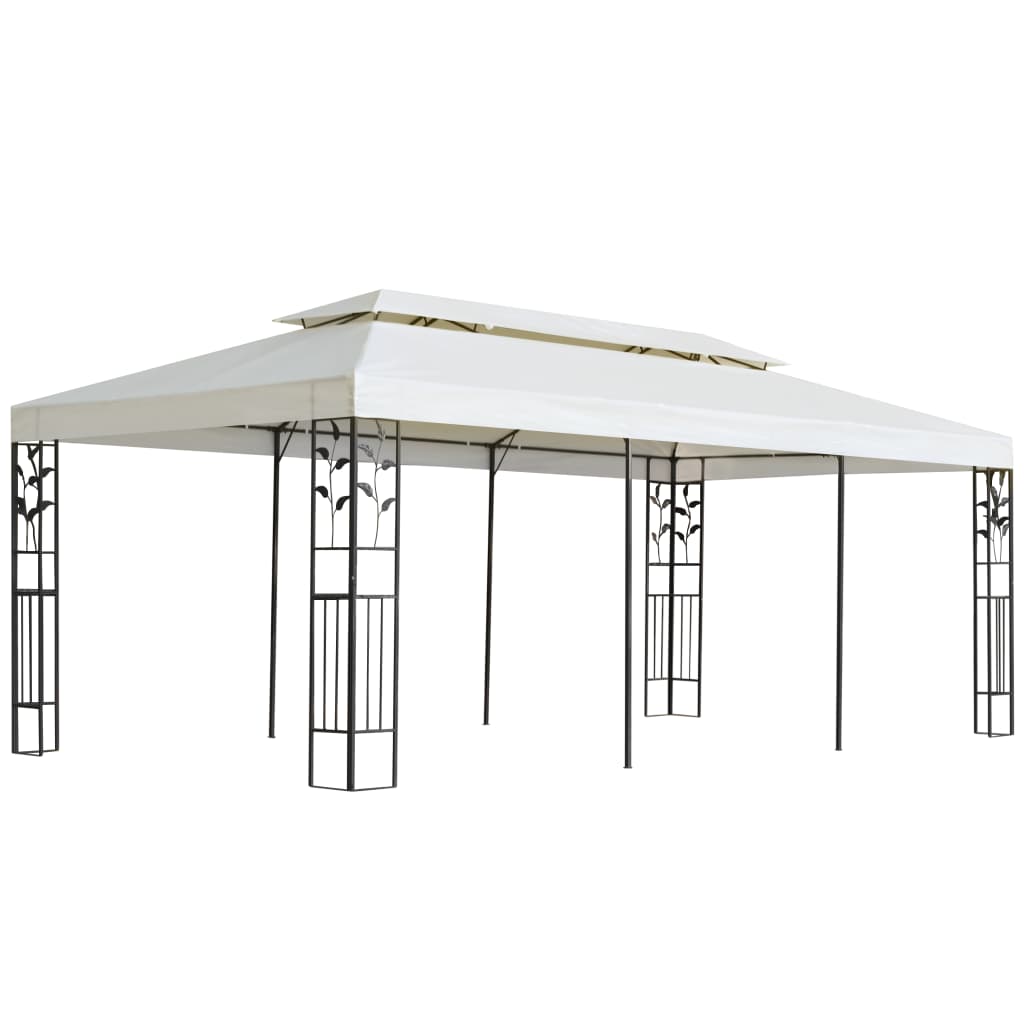 pavillon med dobbelttag 6x3 m stål hvid