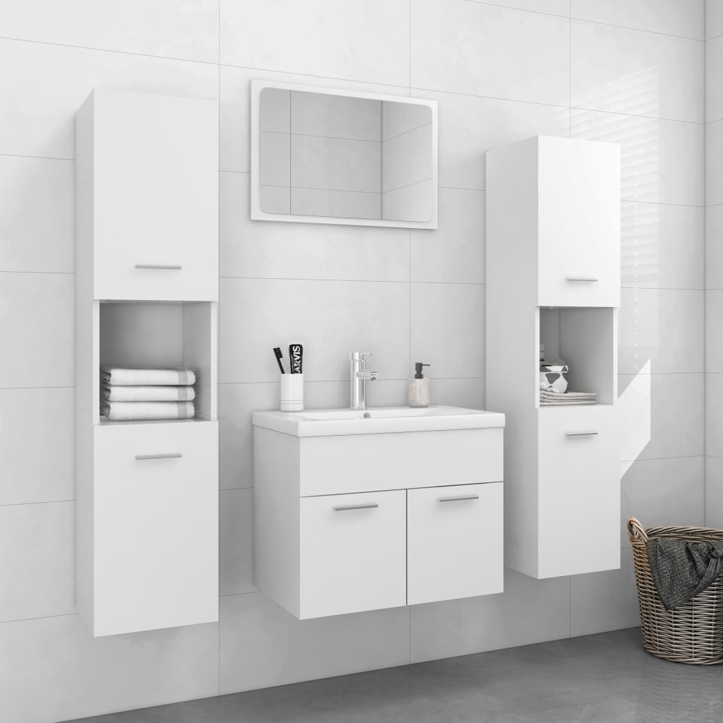 Billede af badeværelsesmøbelsæt spånplade hvid højglans hos BoligGigant