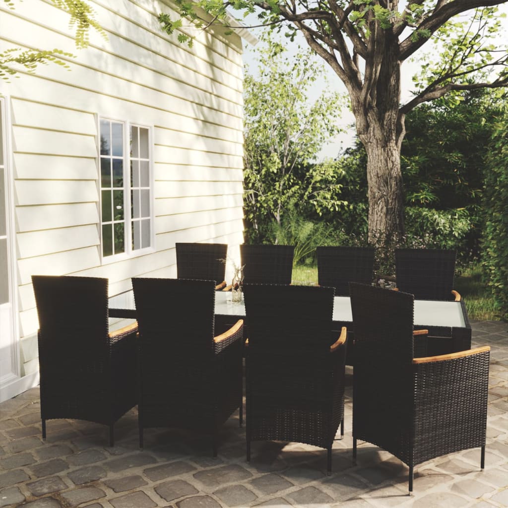 Billede af udendørs spisebordssæt 5 dele med hynder polyrattan sort hos BoligGigant