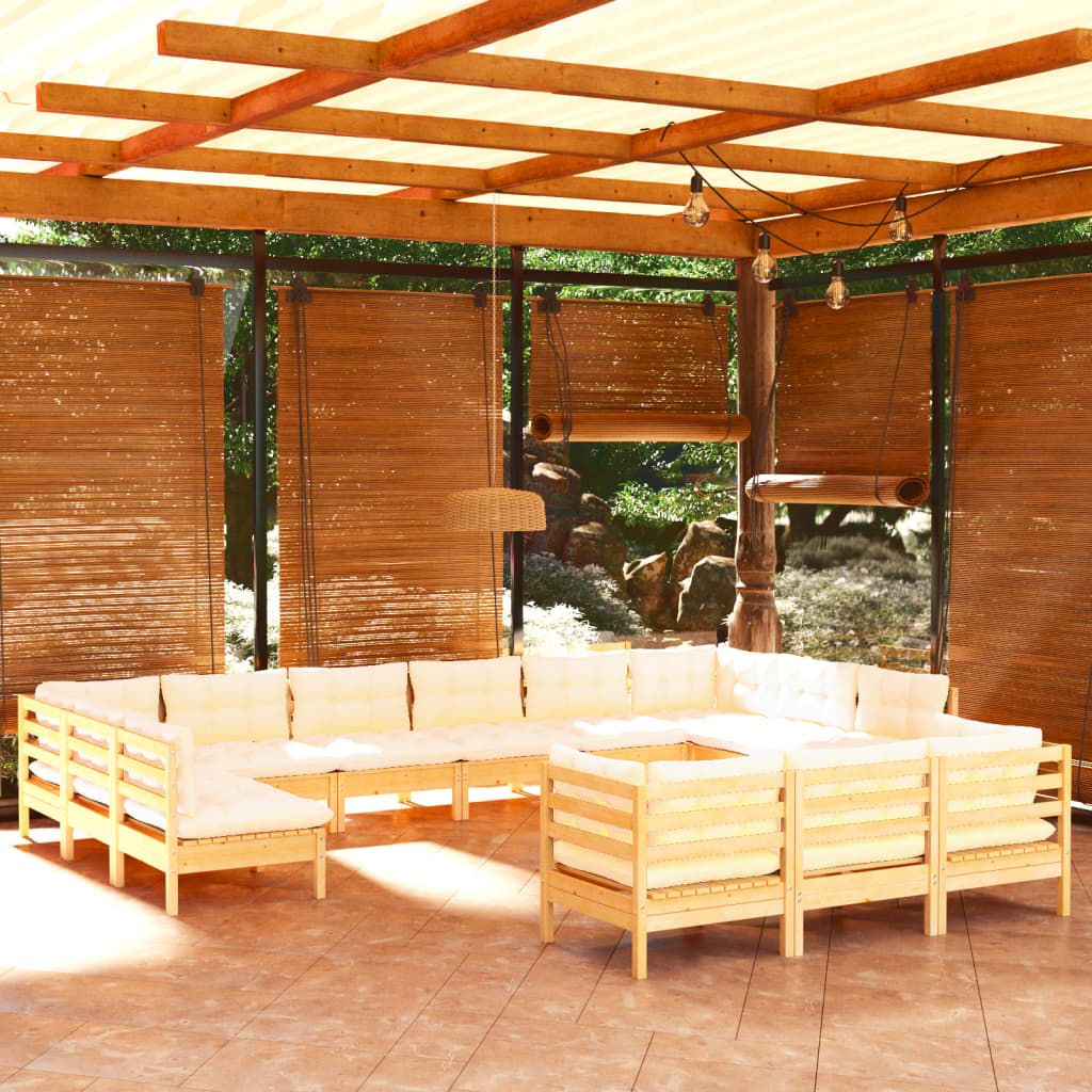 Billede af loungesæt til haven 13 dele med hynder fyrretræ sort hos BoligGigant