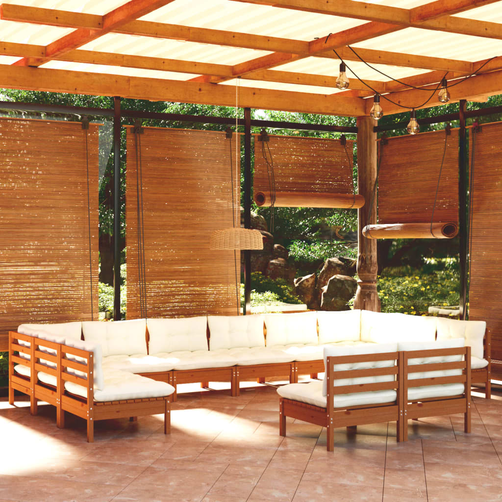 Billede af loungesæt til haven 12 dele med hynder massivt fyrretræ grå hos BoligGigant