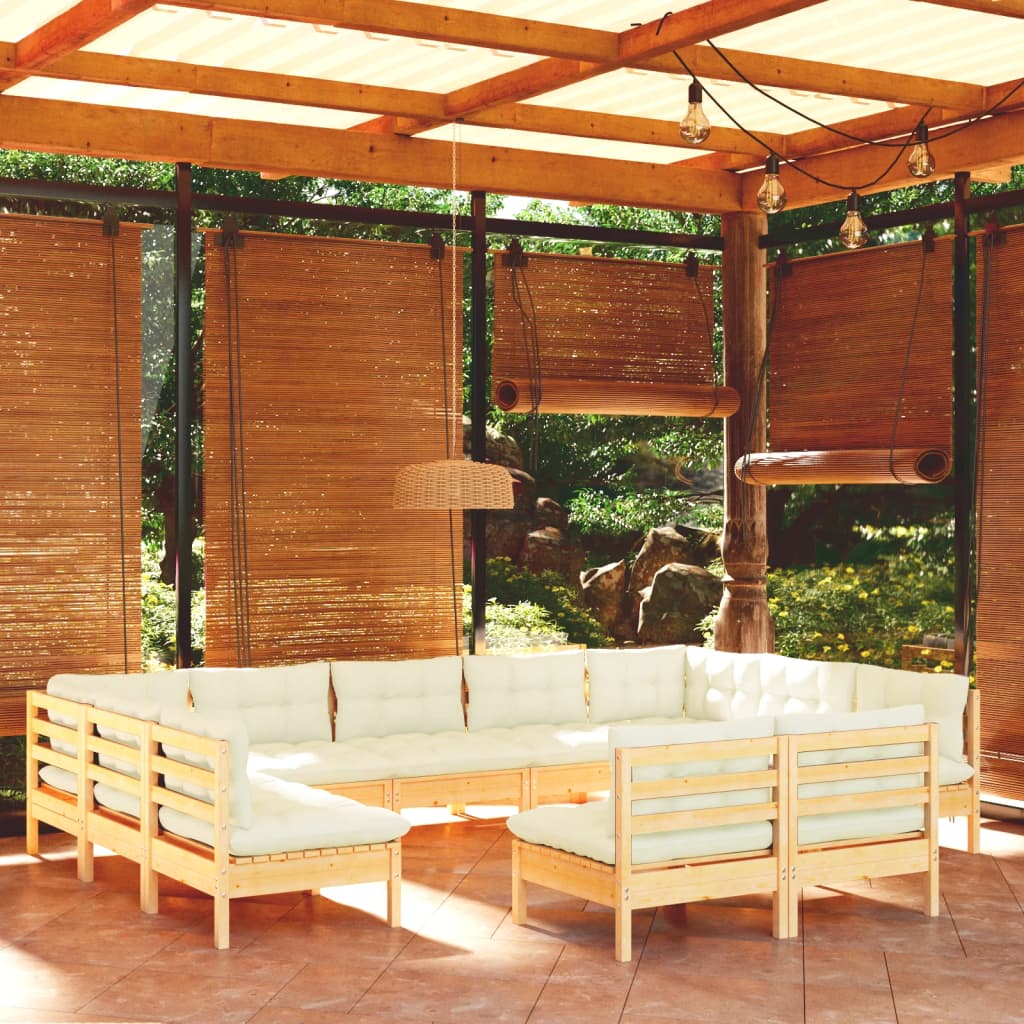 Billede af loungesæt til haven 11 dele med hynder massivt fyrretræ grå hos BoligGigant
