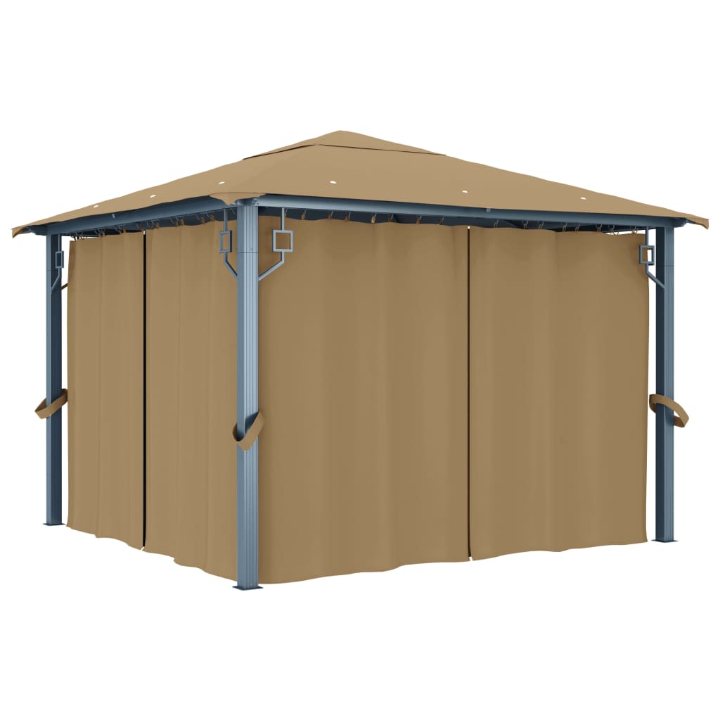 havepavillon med gardin 300x300 cm aluminium cremefarvet