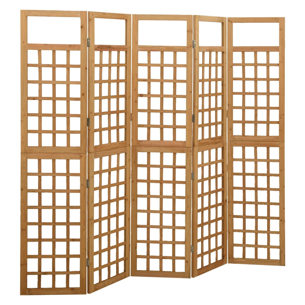 5-panels rumdeler/espalier 201,5x180 cm massivt grantræ sort