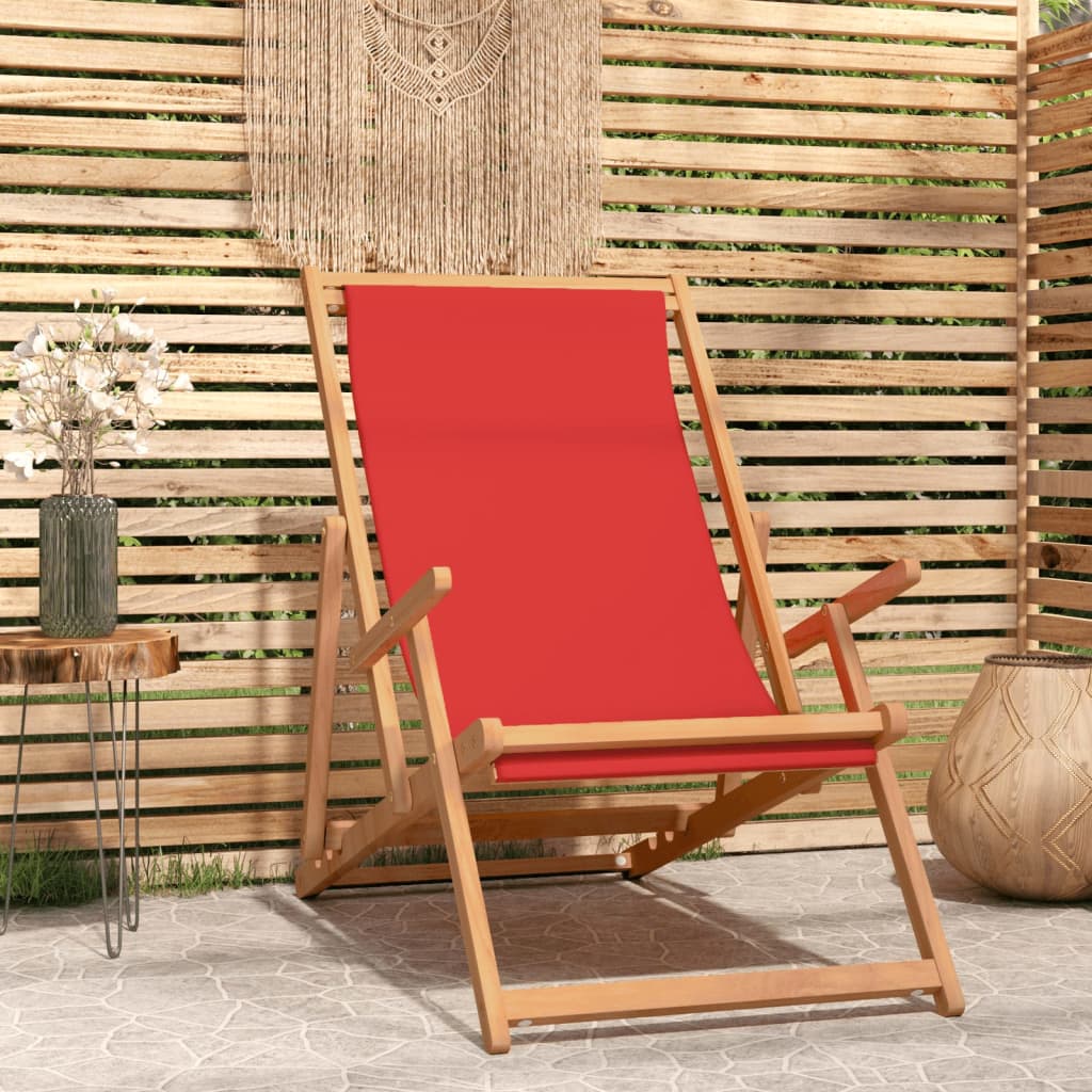 Billede af foldbar strandstol massivt teaktræ rød hos BoligGigant