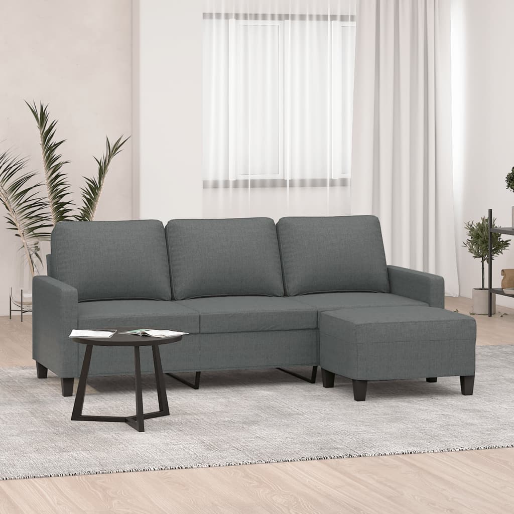 3-personers sofa med fodskammel 180 cm stof lysegul