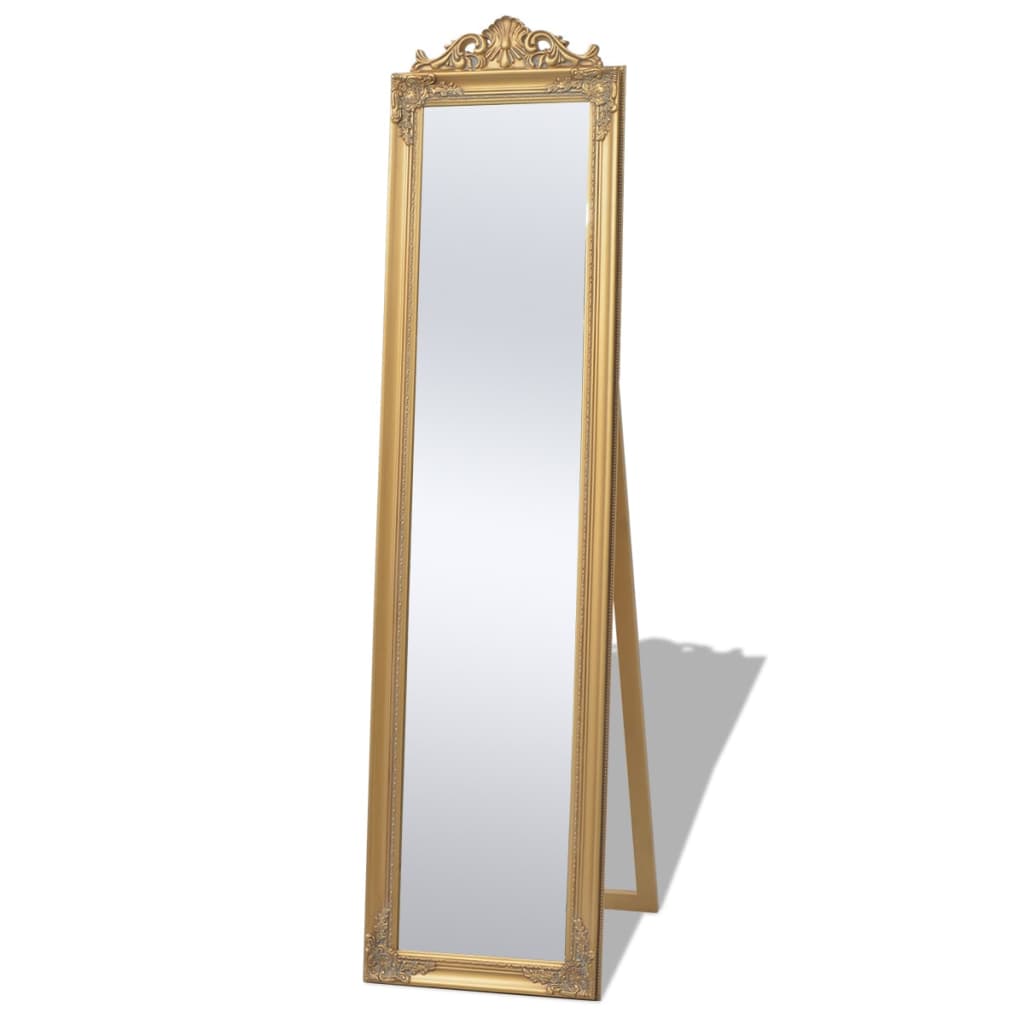 Billede af fritstående spejl 160x40 cm barokstil hvid hos BoligGigant