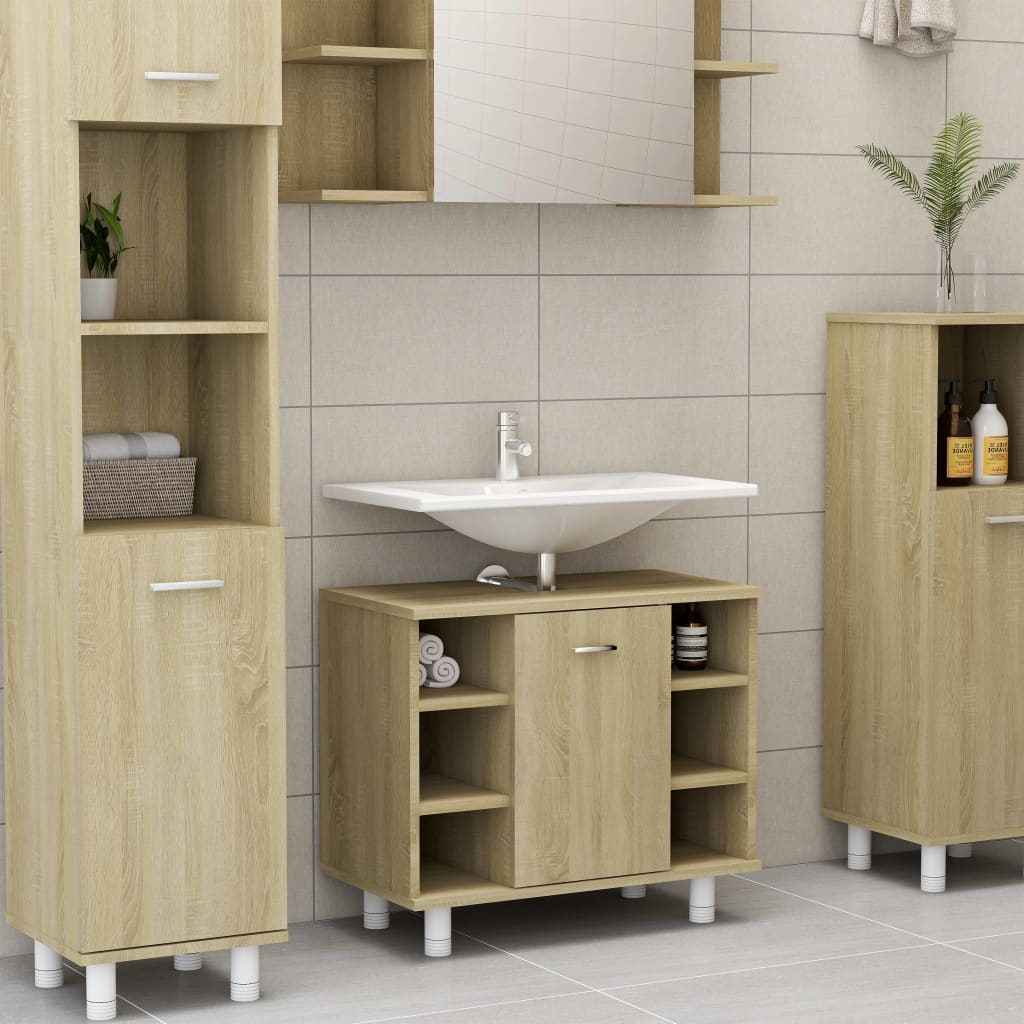 Billede af badeværelsesskab 60x32x53,5 cm konstrueret træ grå sonoma-eg hos BoligGigant