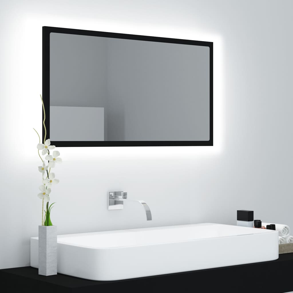 badeværelsesspejl med LED-lys 80x8,5x37 cm akryl hvid