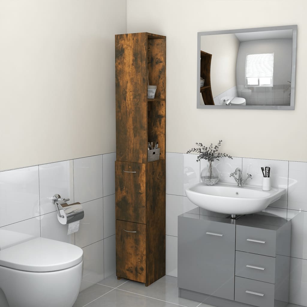 Billede af badeværelsesskab 25x26,5x170 cm konstrueret træ betongrå hos BoligGigant