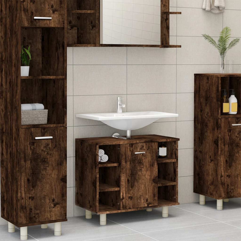Billede af badeværelsesskab 60x32x53,5 cm konstrueret træ grå sonoma-eg hos BoligGigant