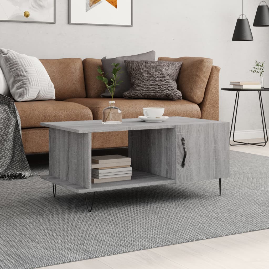 Billede af sofabord 90x50x40 cm konstrueret træ betongrå hos BoligGigant