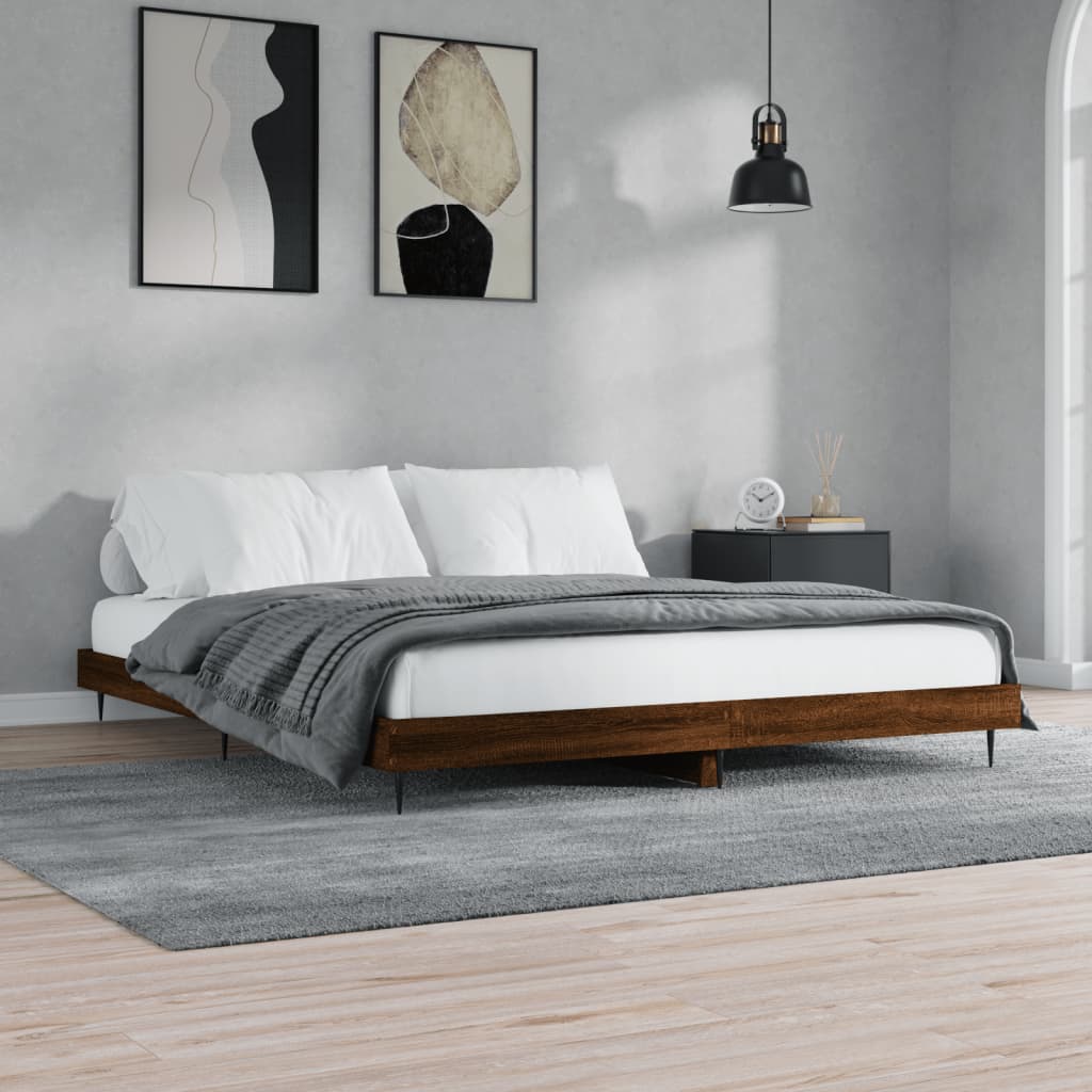 Se sengestel 180x200 cm konstrueret træ grå sonoma-eg hos BoligGigant