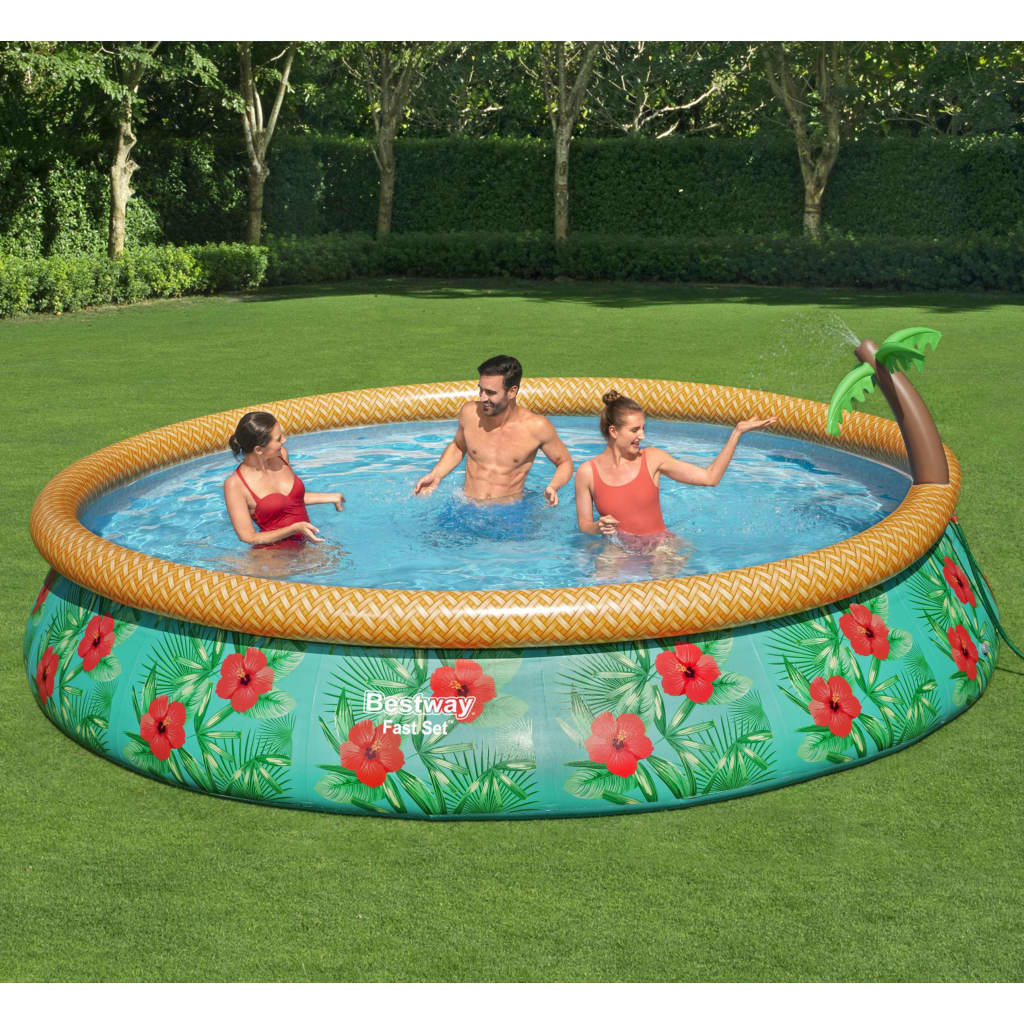 Se Bestway Fast Set oppusteligt poolsæt Paradise Palms 457x84 cm hos BoligGigant