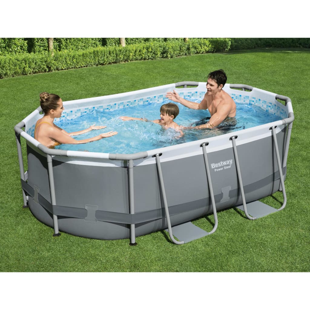 Billede af Bestway Power Steel fritstående pool 305x200x84 cm oval hos BoligGigant