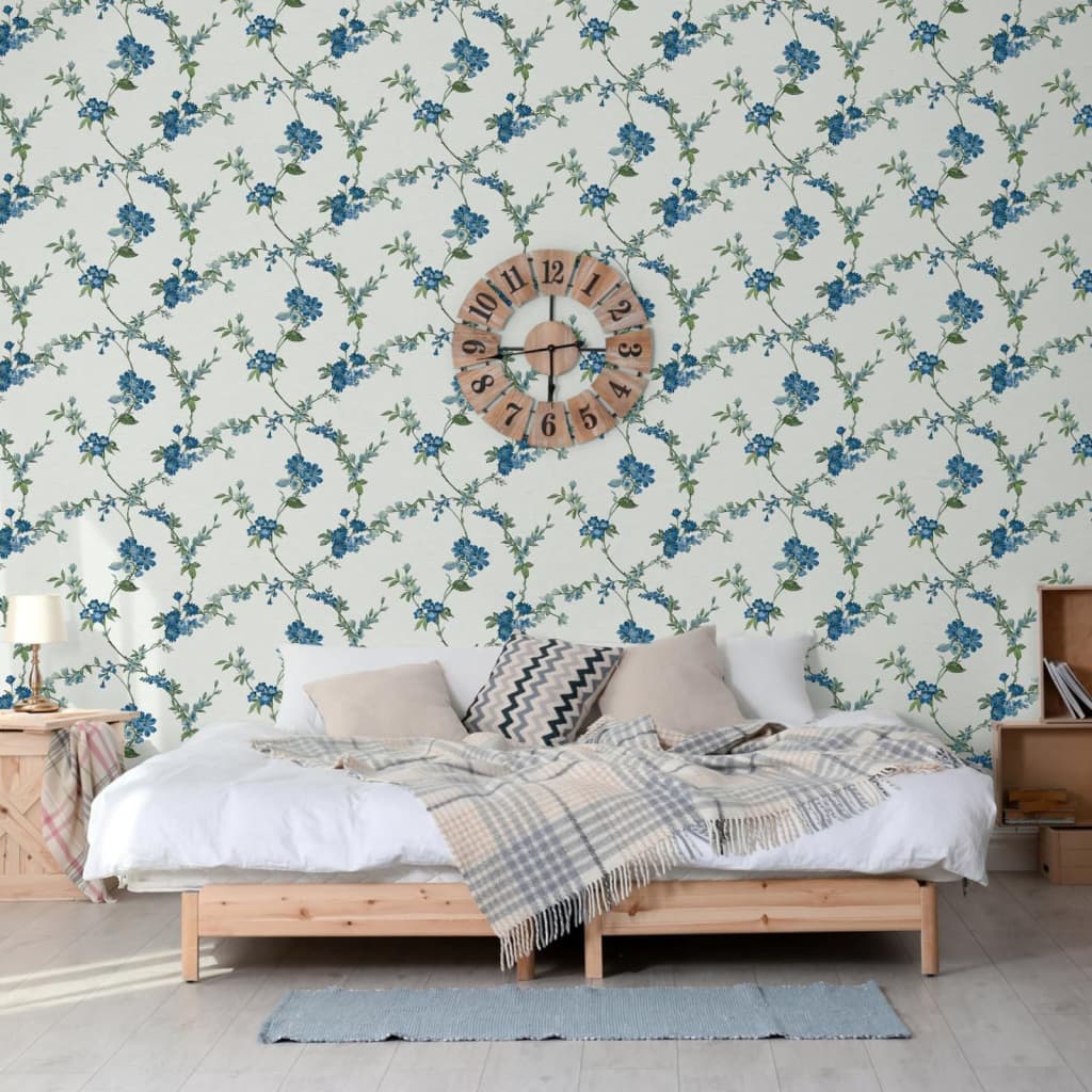 Se DUTCH WALLCOVERINGS tapet Flower mørkeblå og bronzefarvet hos BoligGigant