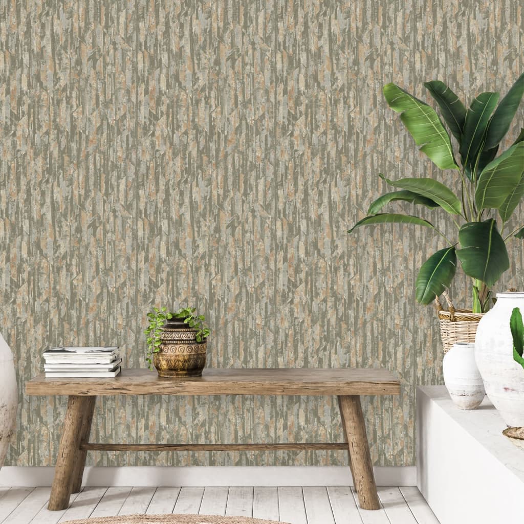 Se DUTCH WALLCOVERINGS tapet Phoenix grøn og beige hos BoligGigant