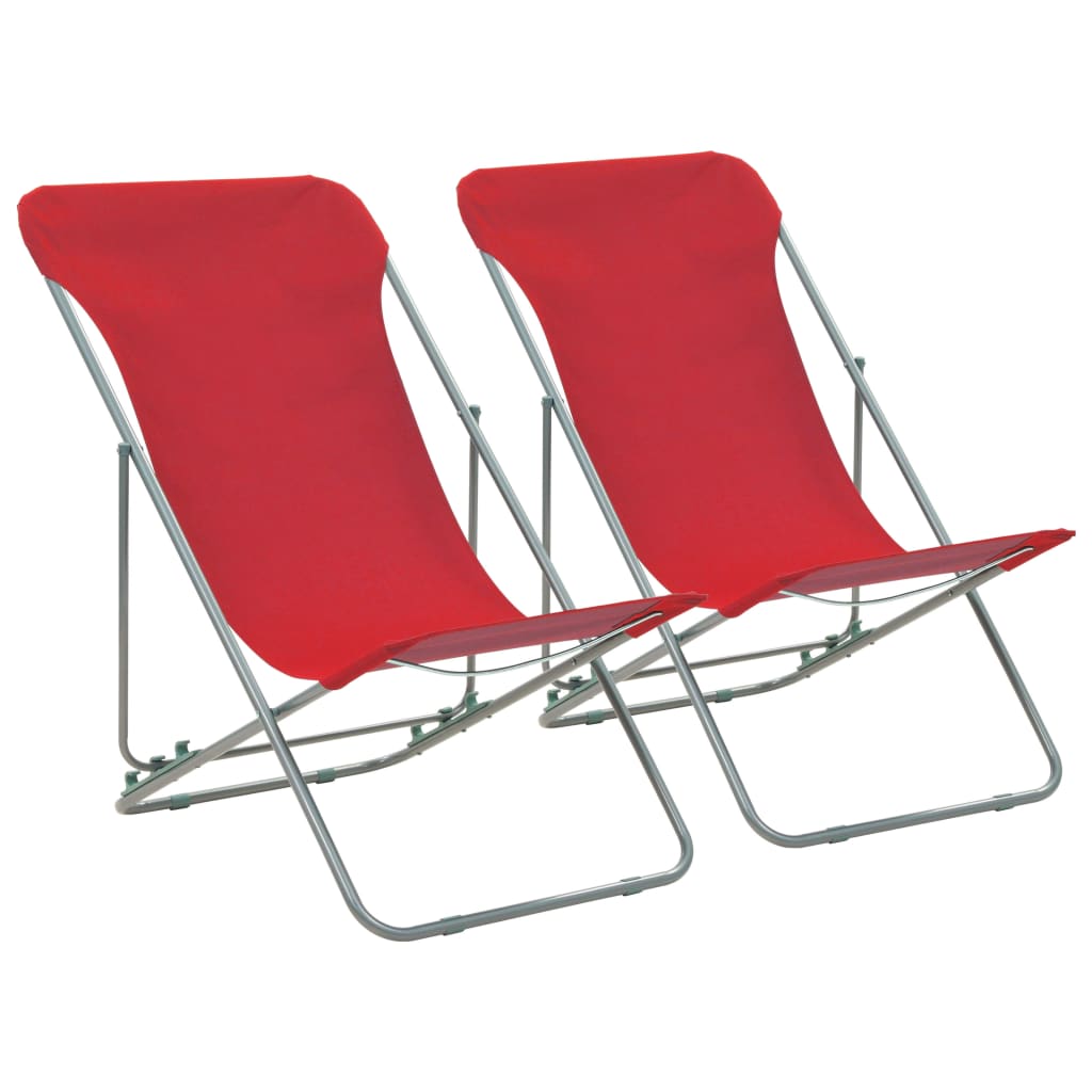 Billede af foldbare strandstole 2 stk. stål og oxfordstof brun hos BoligGigant