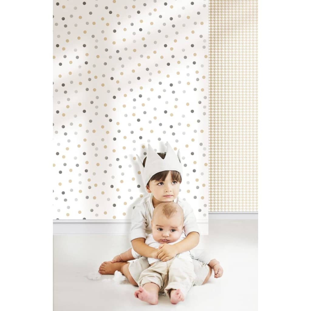 Billede af Noordwand tapet Mondo Baby Confetti Dots hvid grå og beige hos BoligGigant